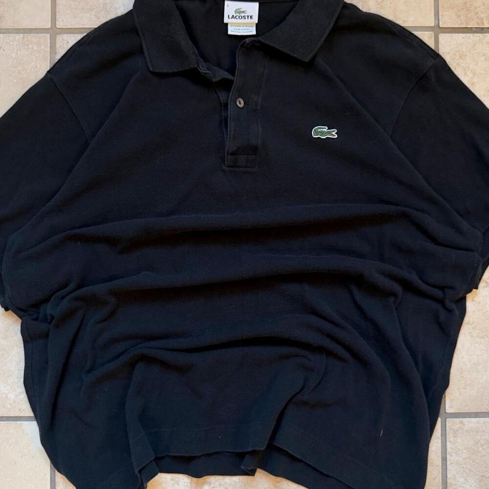 Lacoste Black Short Sleeve Polo Shirt - Size L (6 in French Sizing)